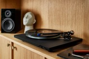 Ortofon blue phono cartridge installed on turntable