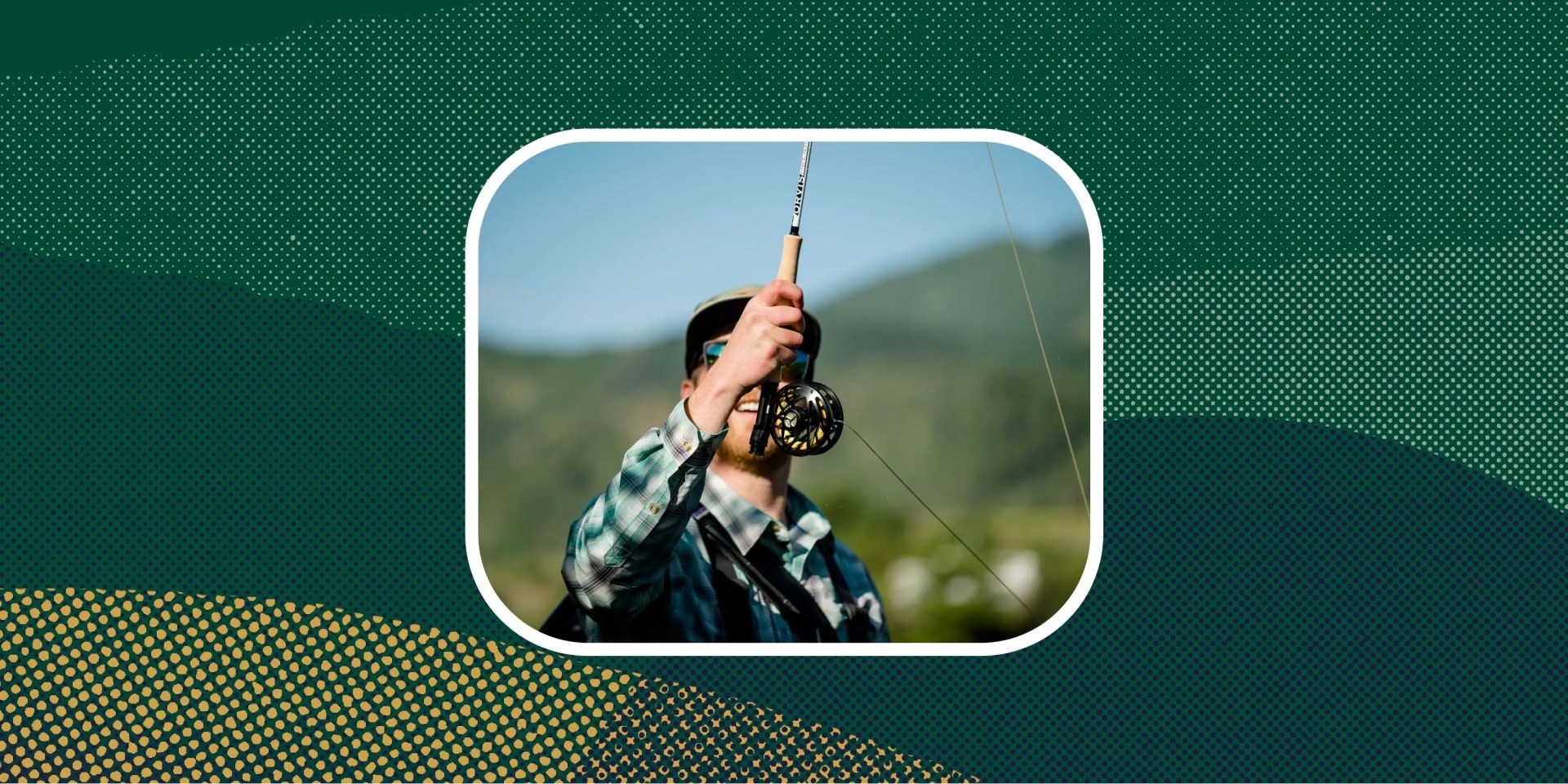 sponsored deal man holding up fishing rod using gear from backcountry