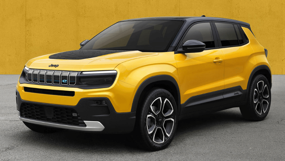 jeep ev teaser shown in a studio