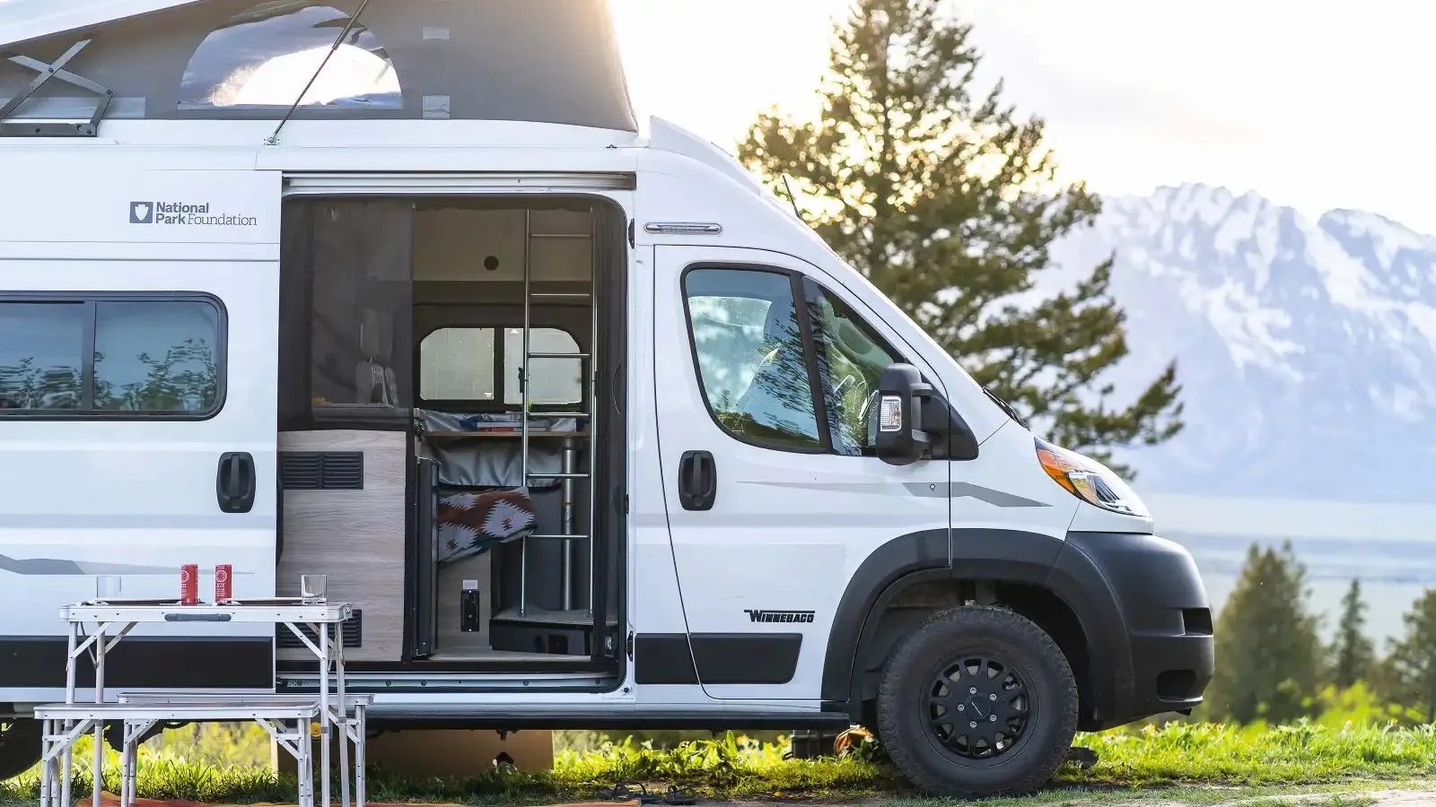 winnebago solis npf camper van at camp site