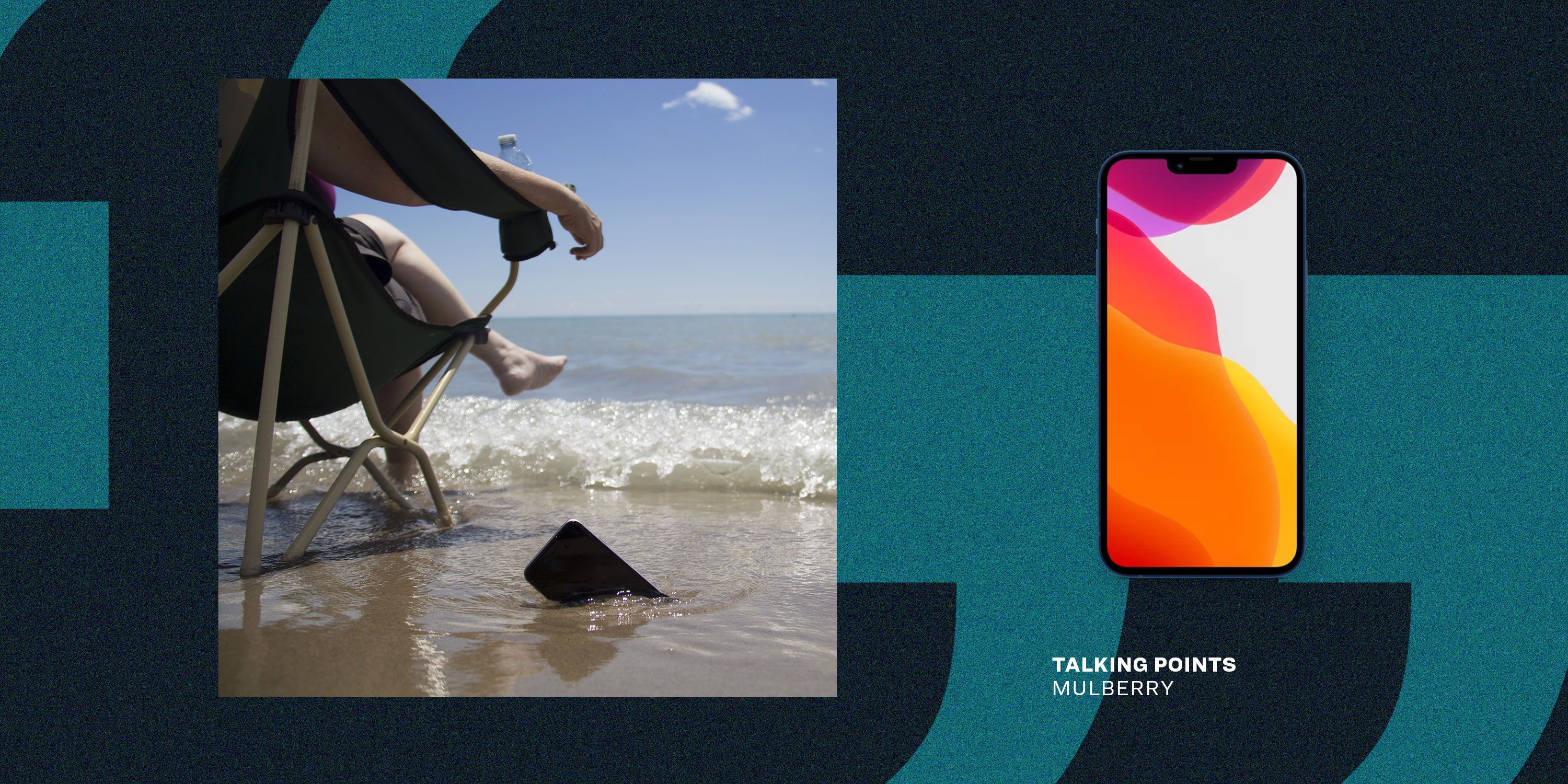talking points mulberry someone sitting at beach dropping phone into water