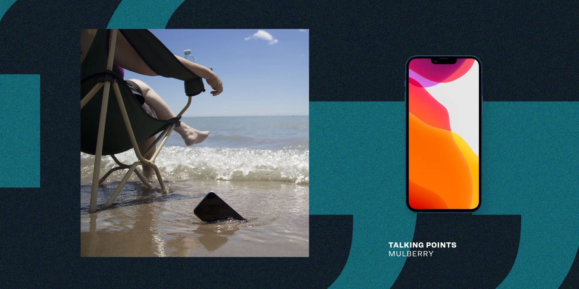 talking points mulberry someone sitting at beach dropping phone into water