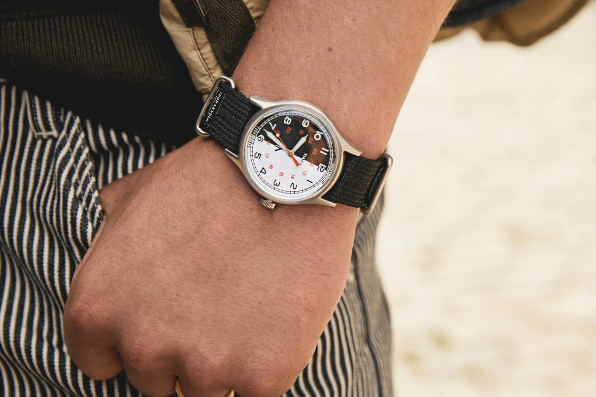 timex x todd snyder mk1 black and white 40mm watch