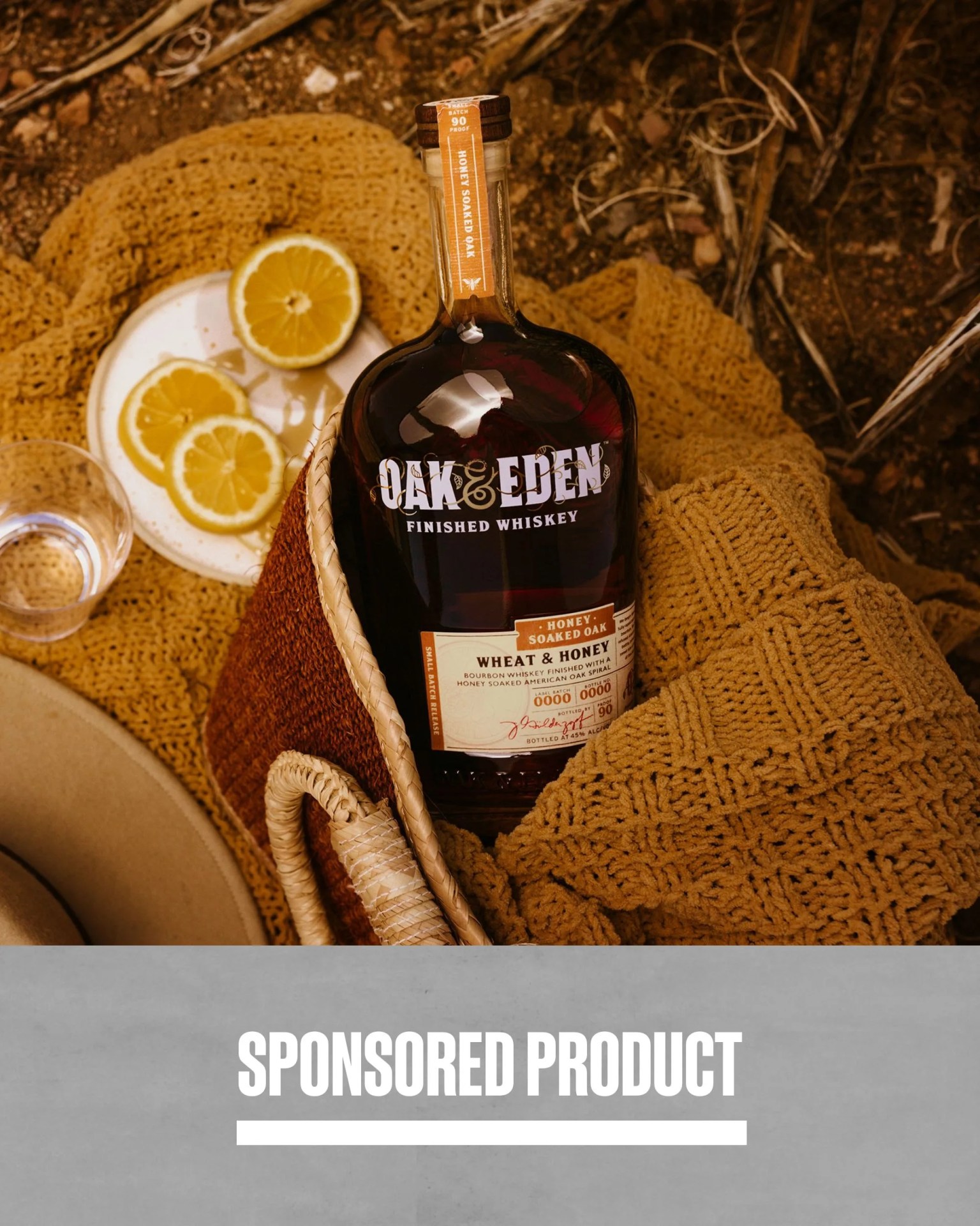 sponsored product oak and eden  wheat and honey whiskey