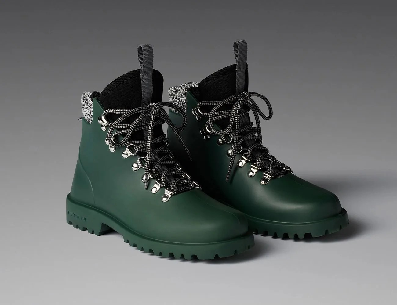 green hiking boots