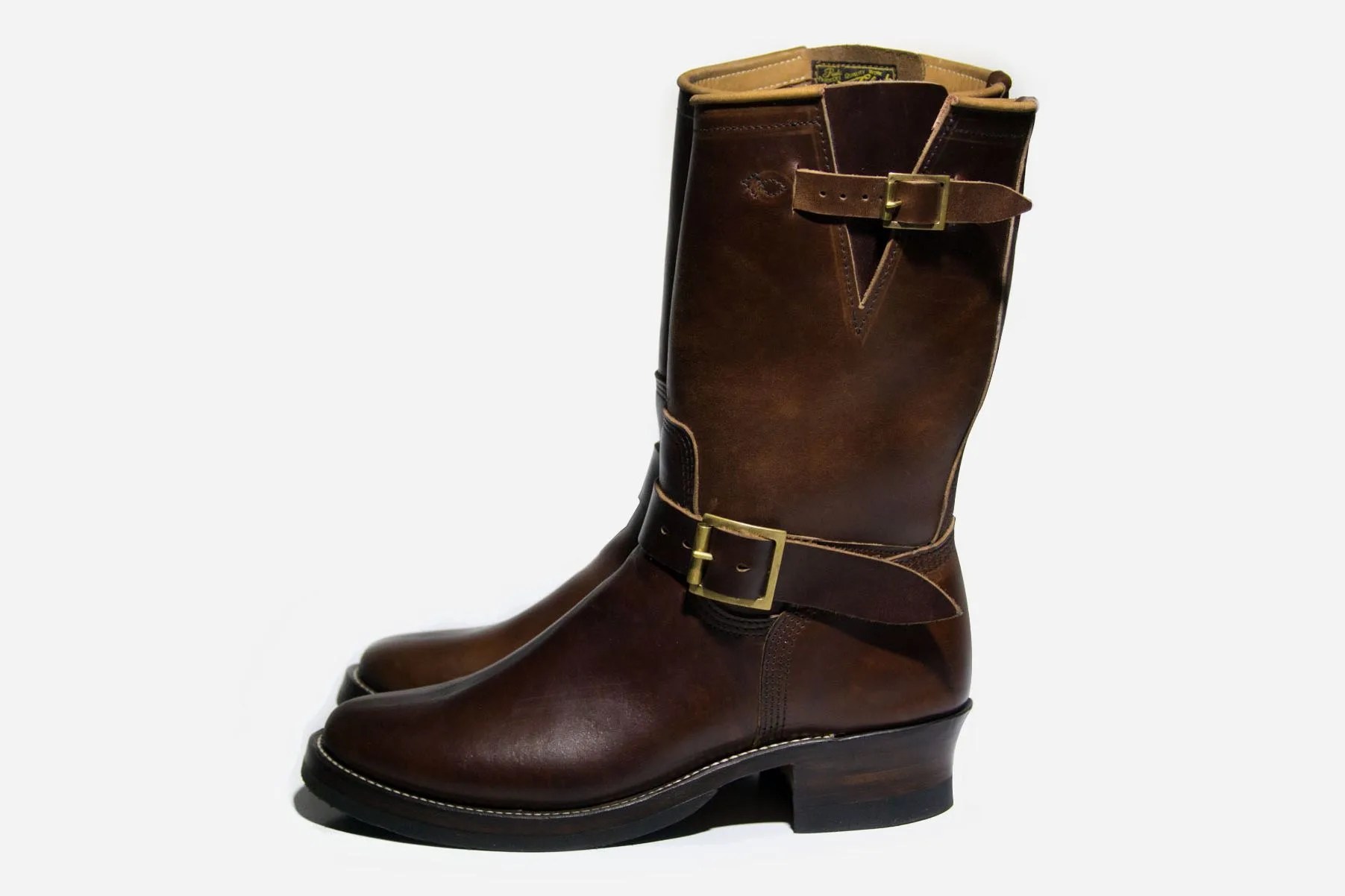 brown engineer boots