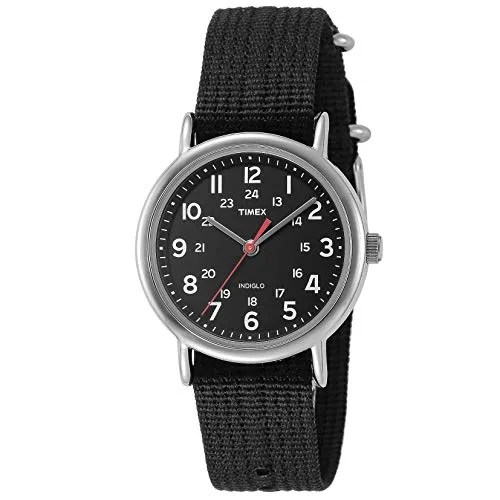 Timex Unisex T2N647 Weekender 38mm Black Nylon Slip-Thru Strap Watch