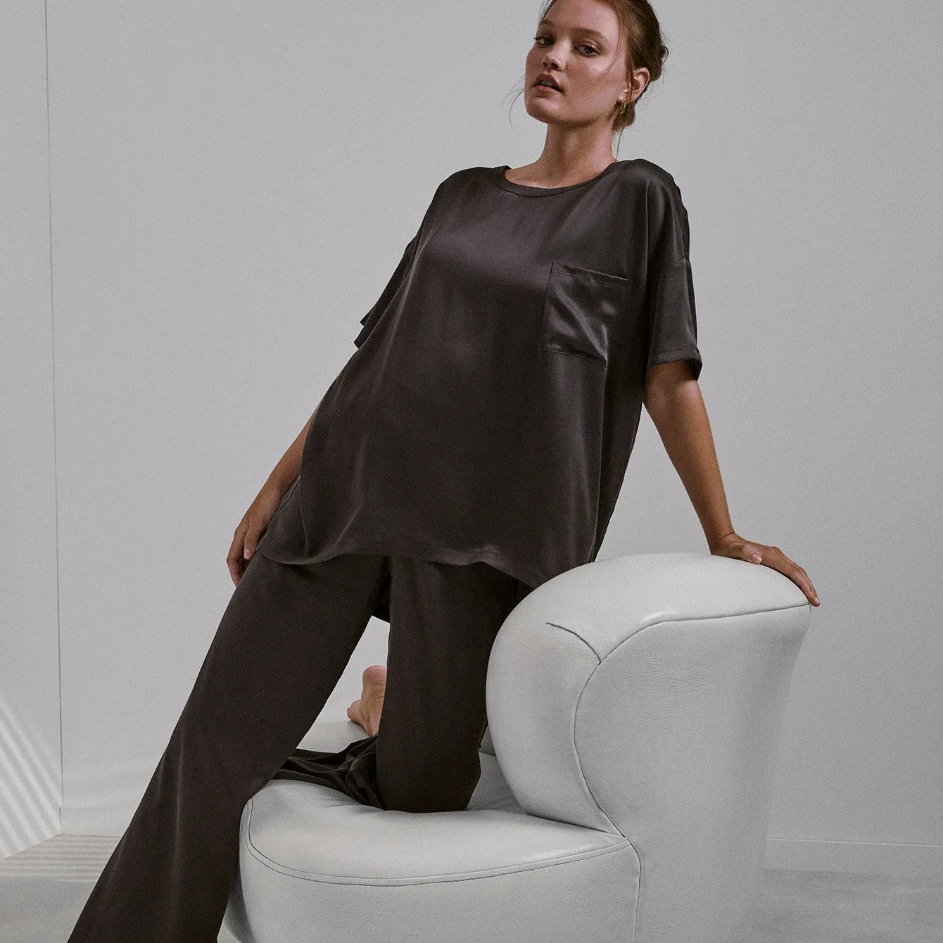 Washable Silk Tee Pant Set