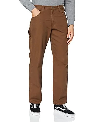Dickies Men's Relaxed Fit Straight-Leg Duck Carpenter Jean, Brown, 33W x 30L