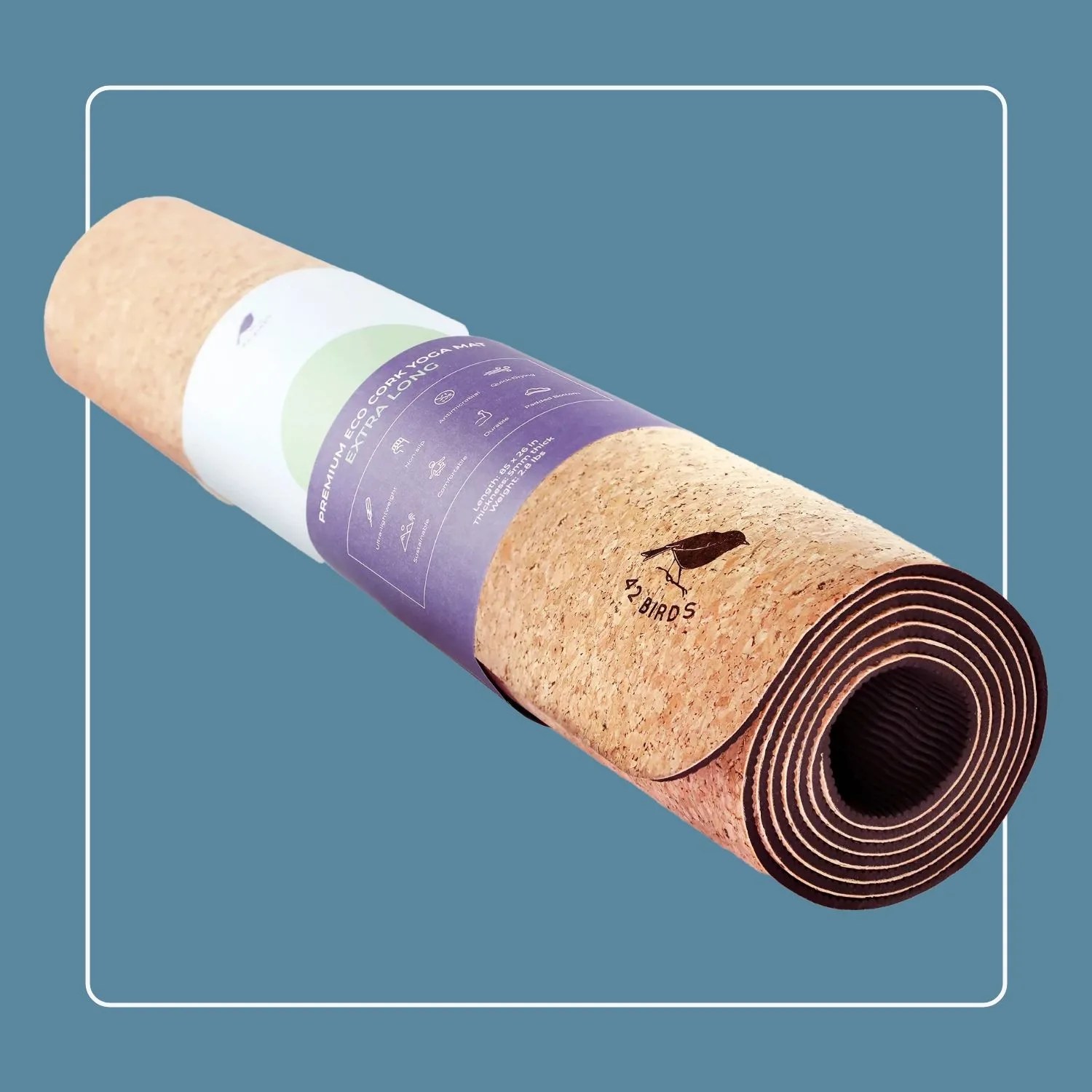 42 Birds Robin Extra Long Cork Lightweight Yoga Mat