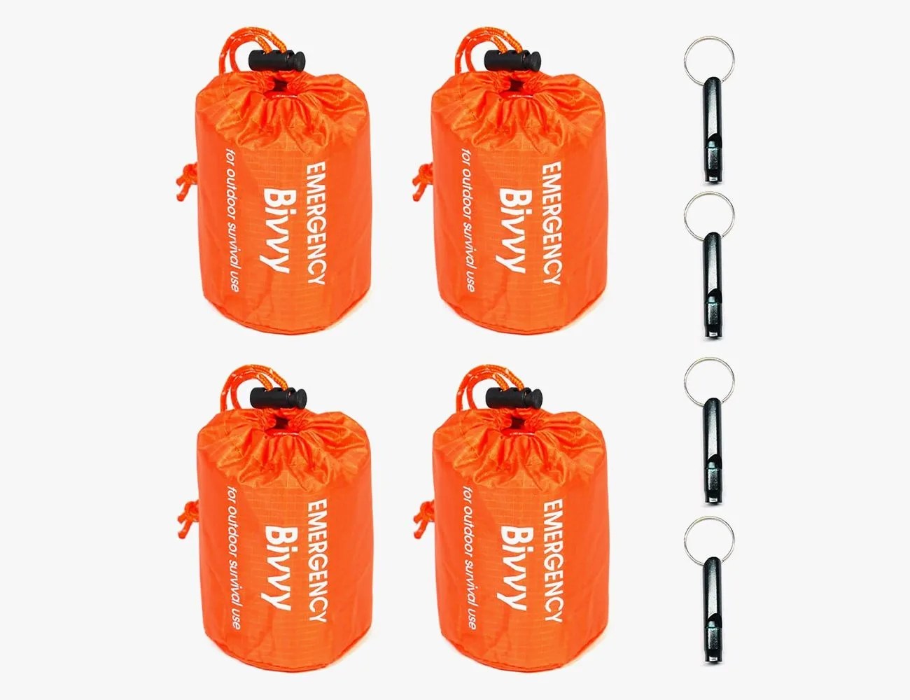 4 pack emergency bag survival bivvy sack with whistles