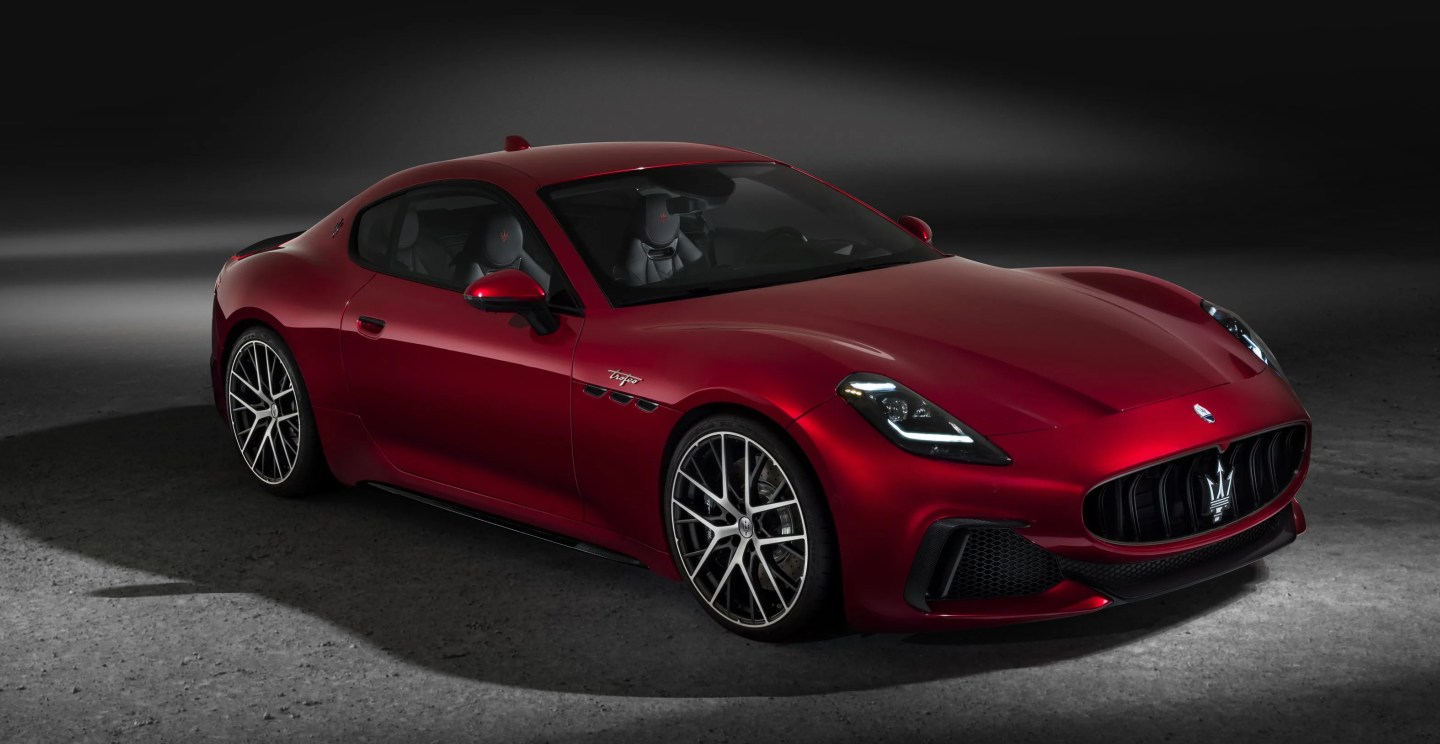 maserati granturismo with a black studio background