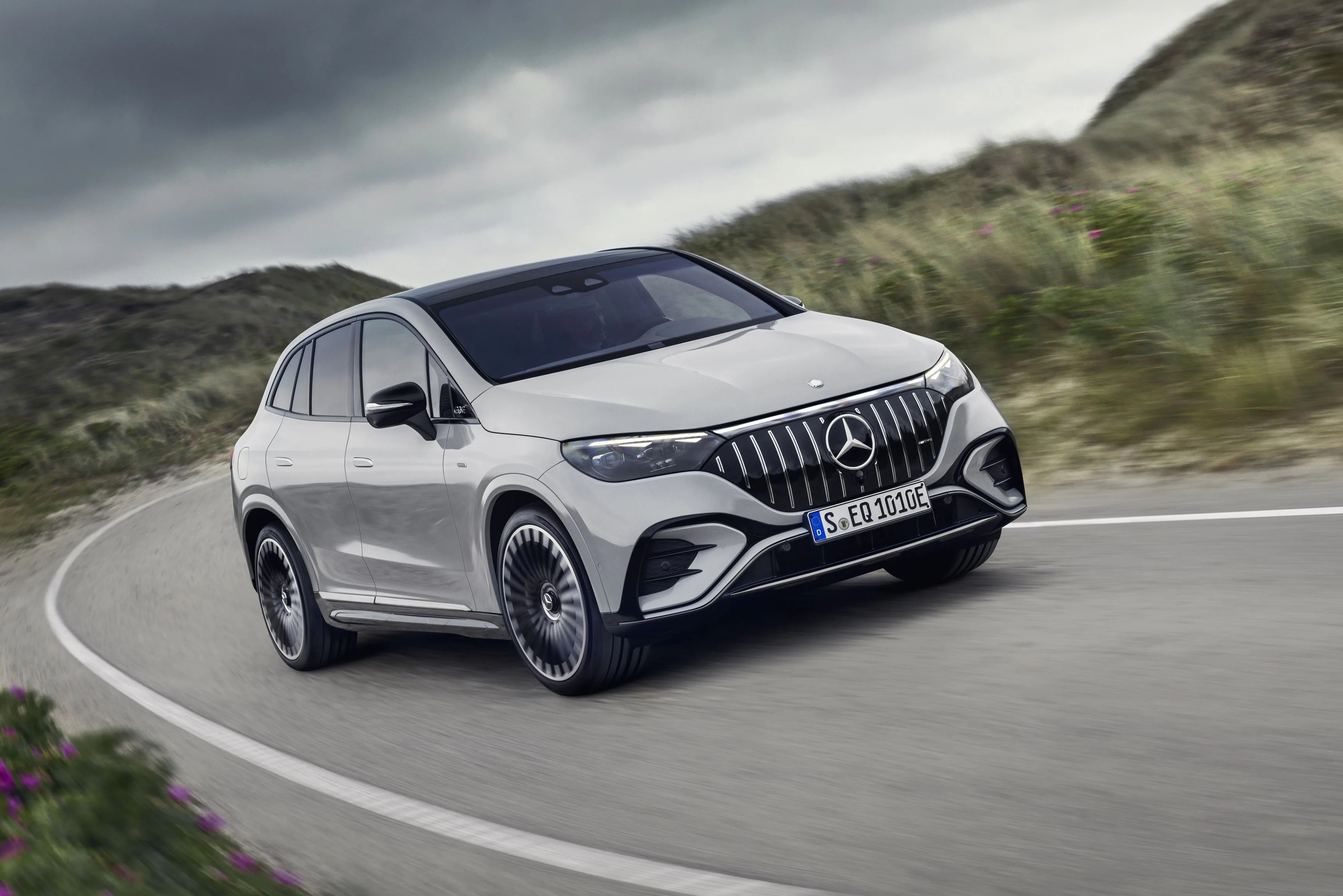 mercedes amg eqe suv on road