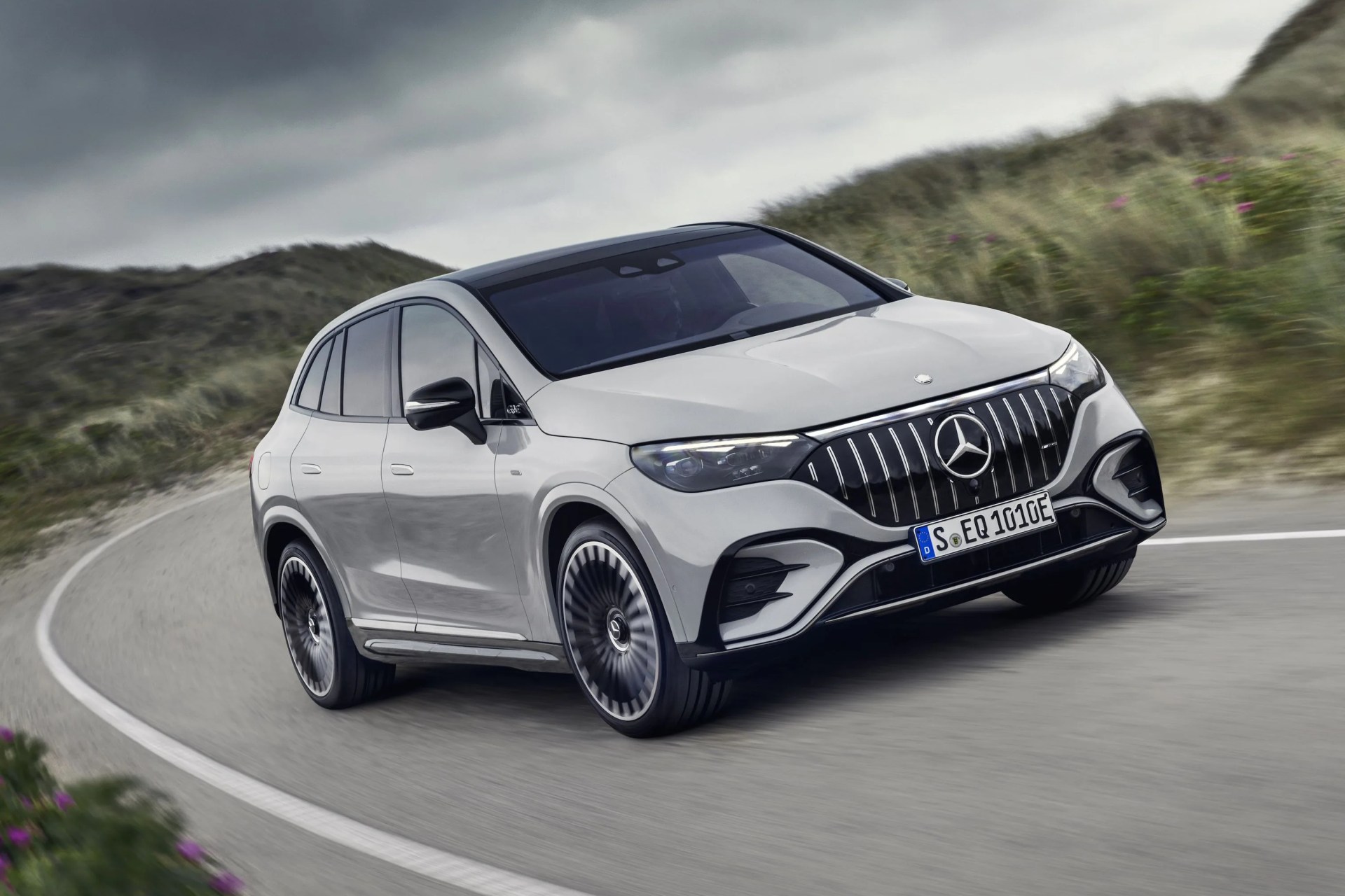 mercedes amg eqe suv on road