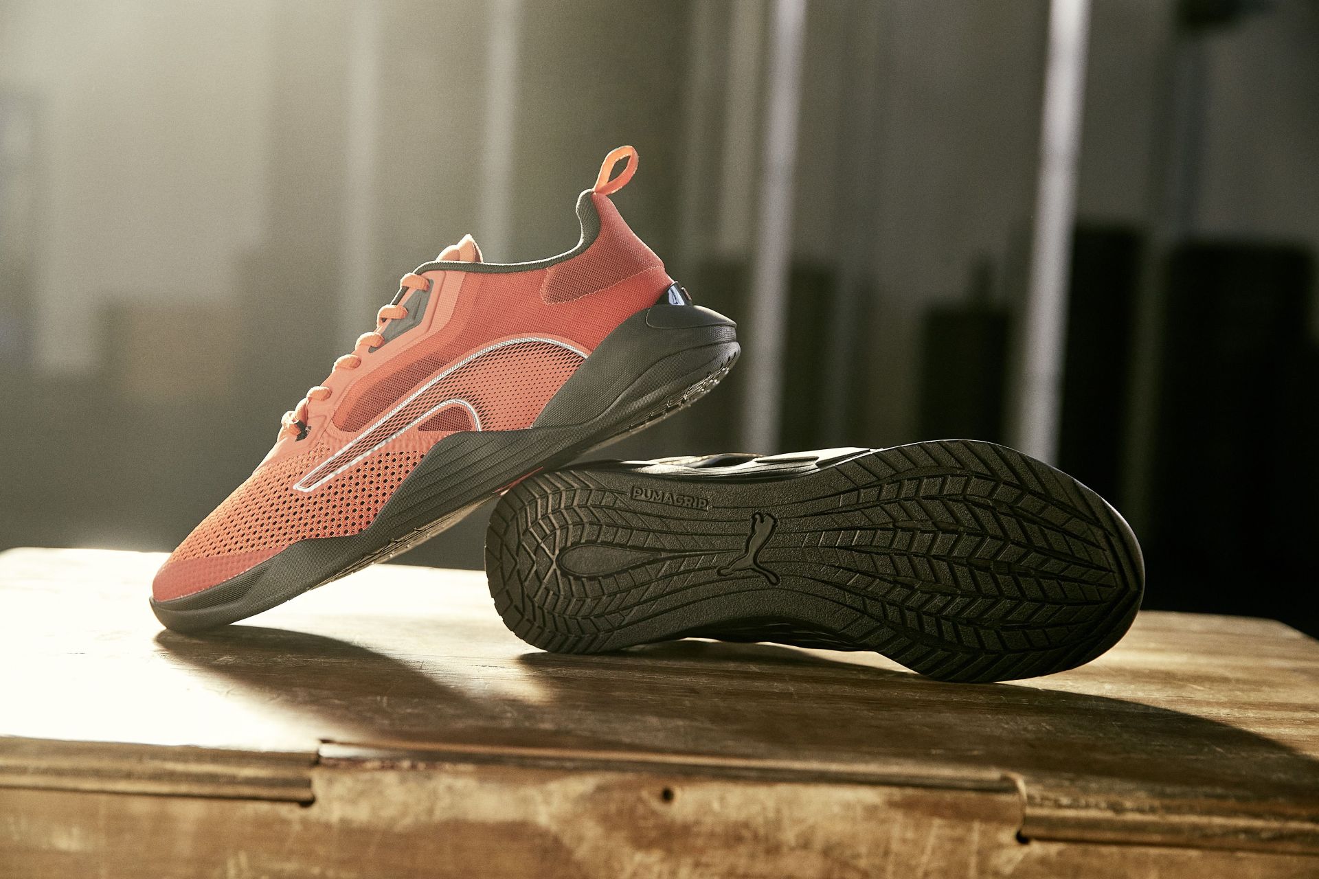 red and black puma fuse training shoes