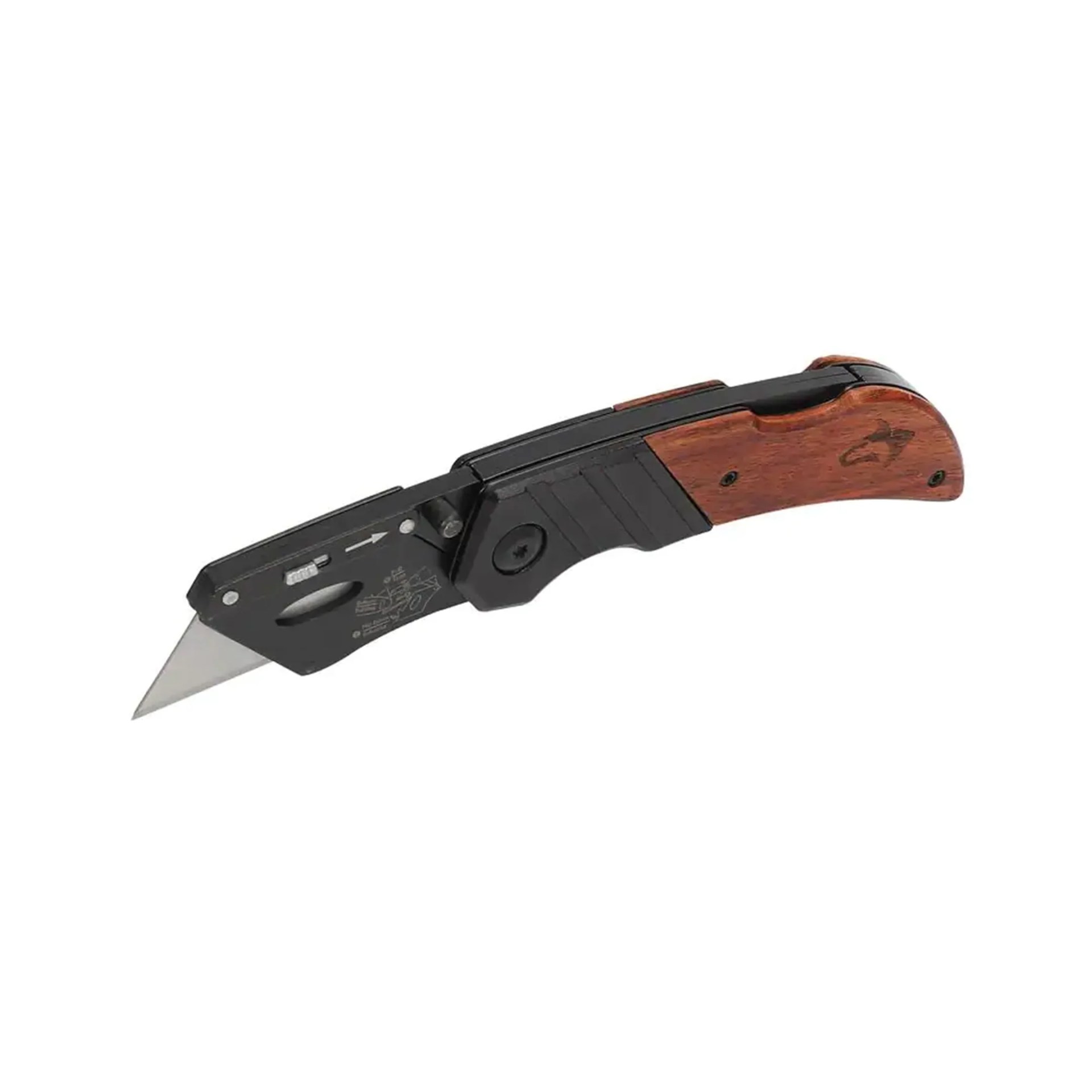 a black and brown husky folding utility knife