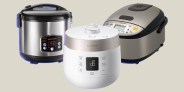 collage of three rice cookers