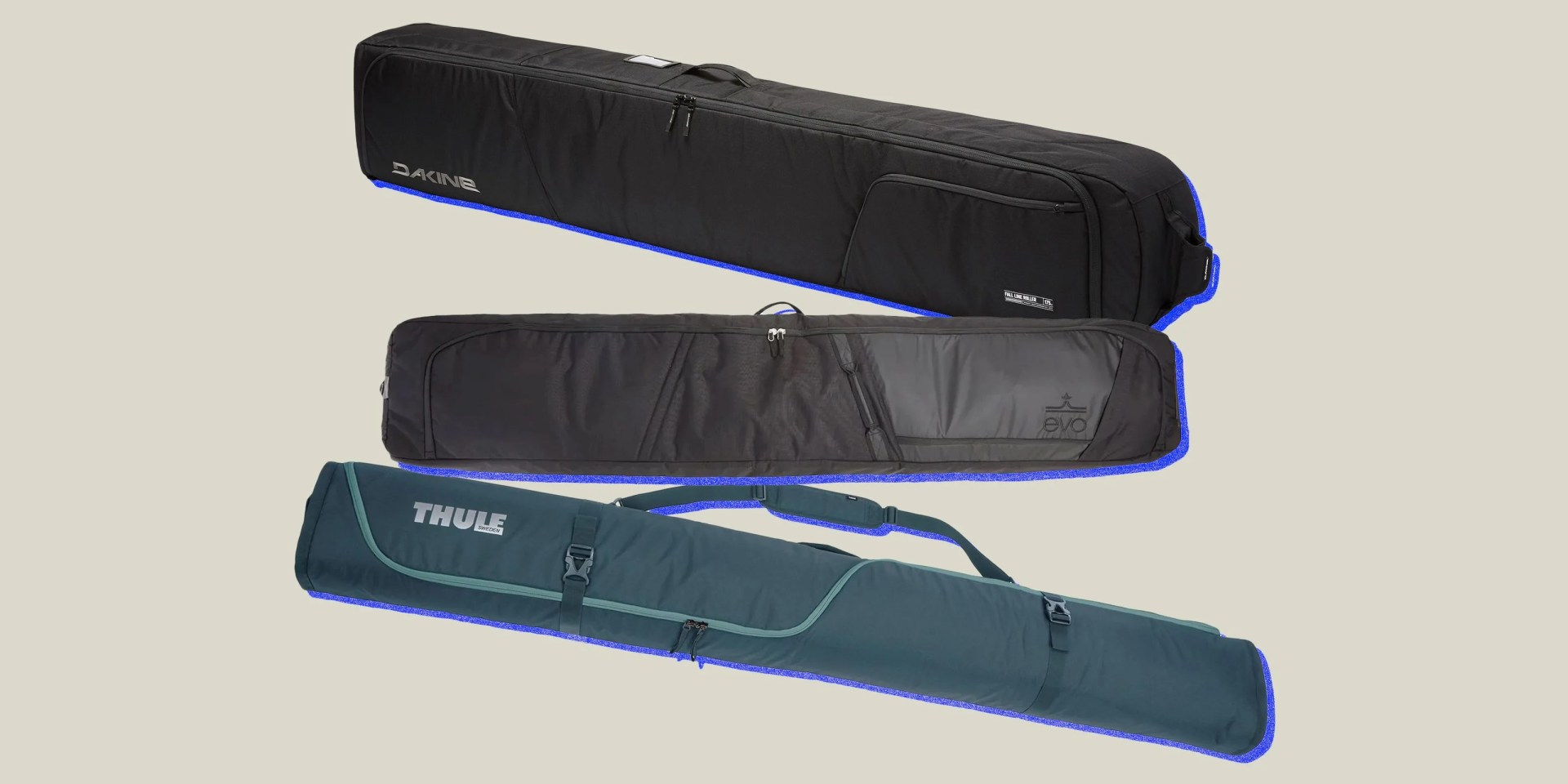 collage of three ski bags