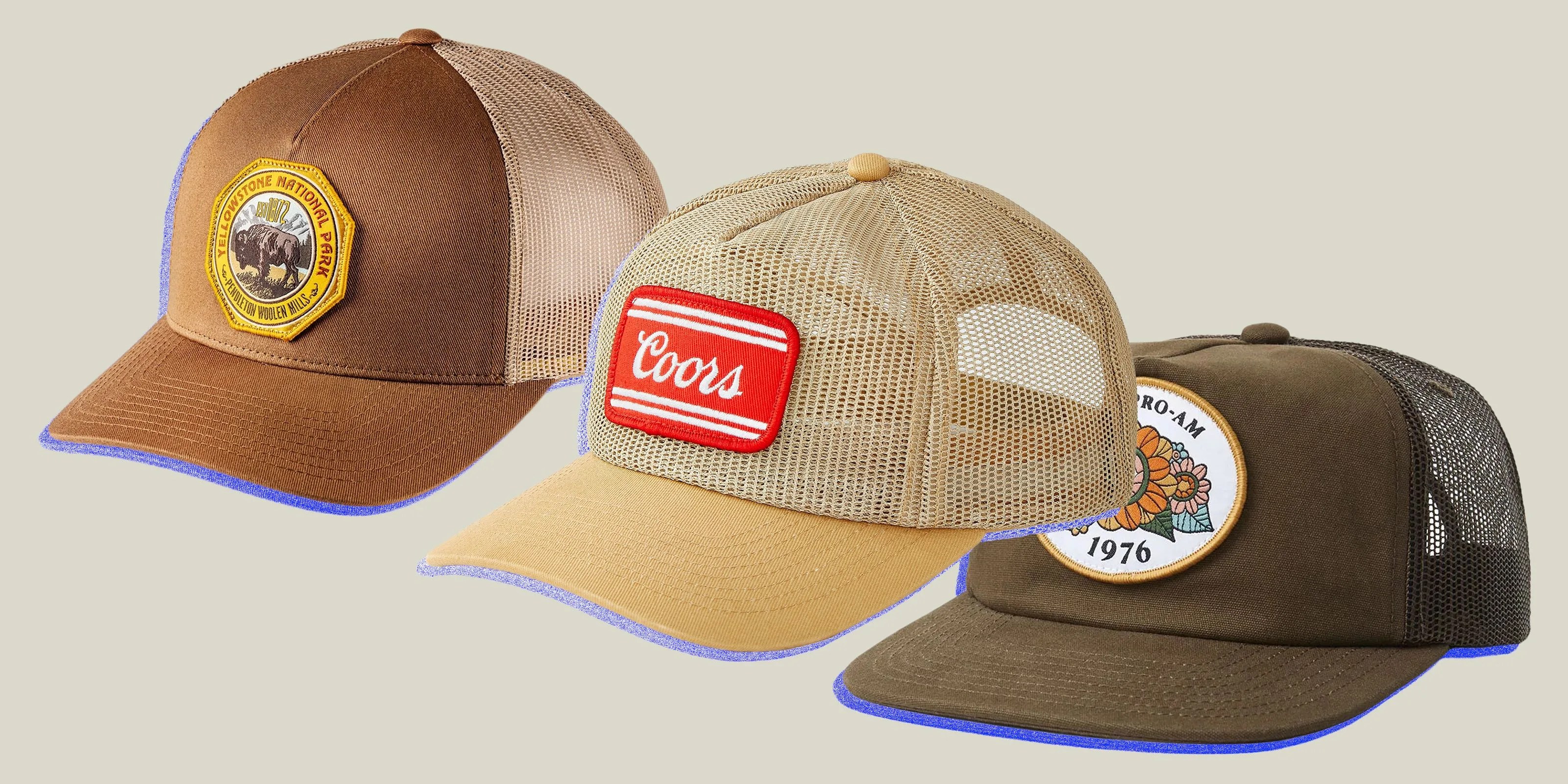 collage of three hats