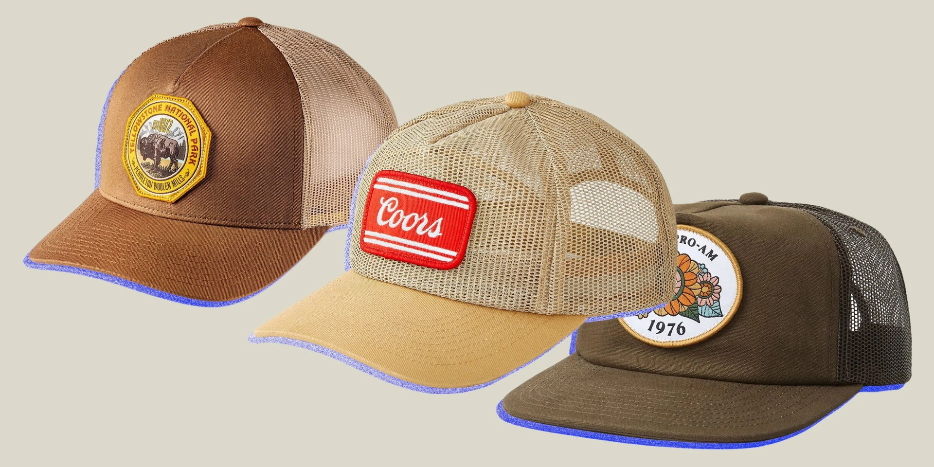 collage of three hats