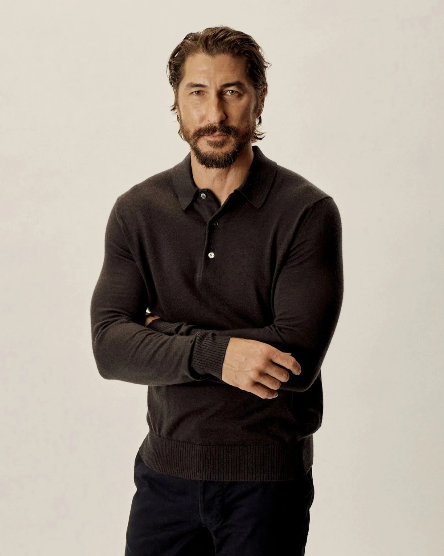california cashmere long sleeve polo