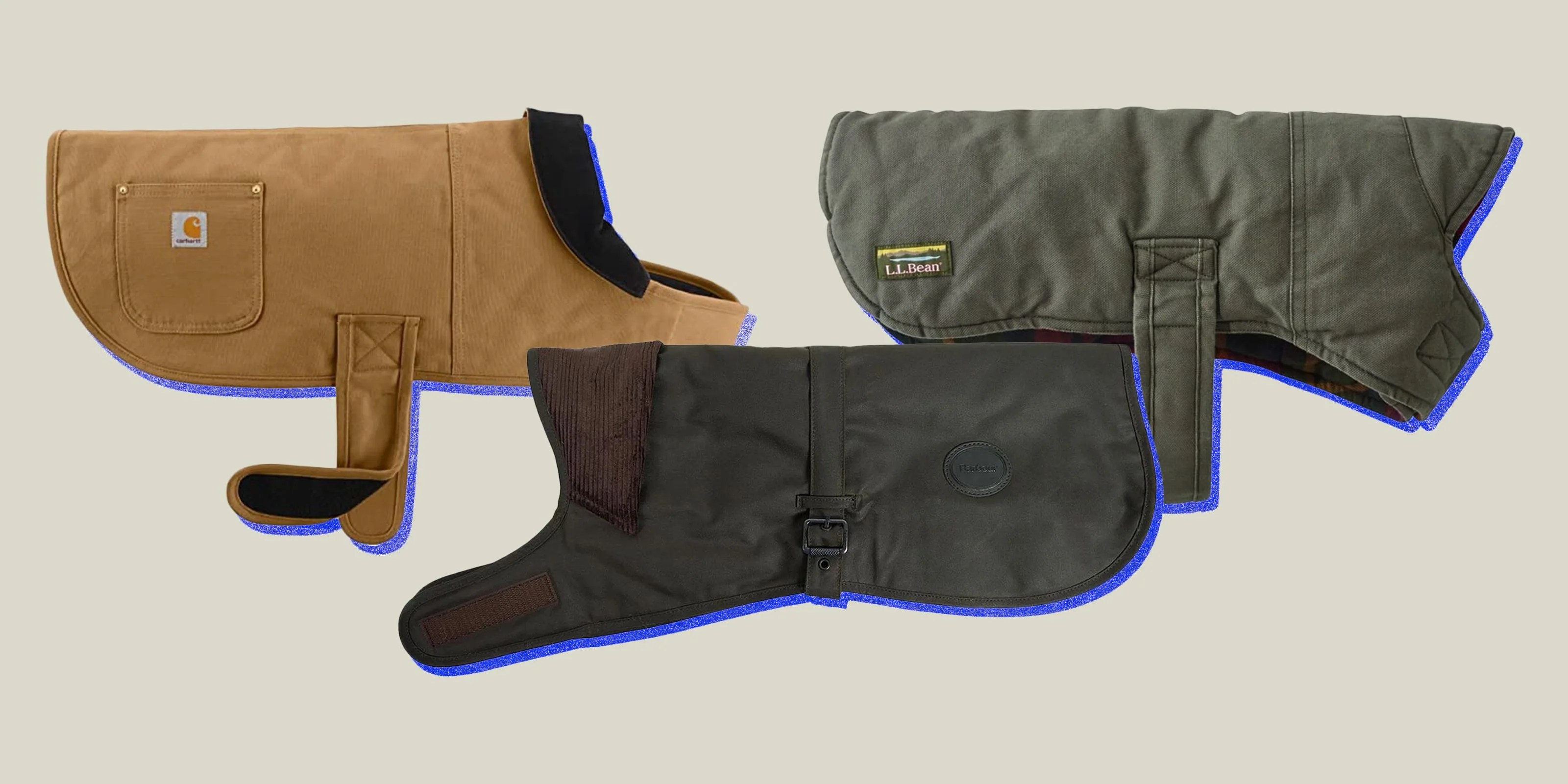 collage of three dog vests
