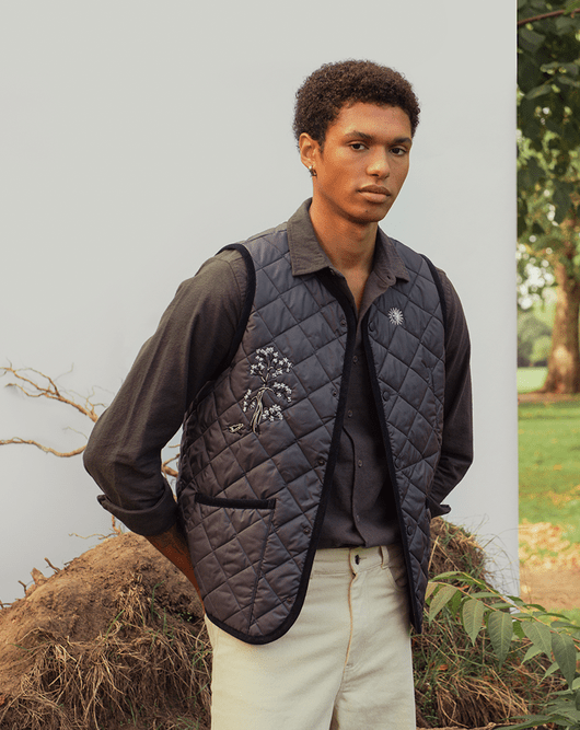 lavenham x percival thornham gilet winter solstice embroidered vest