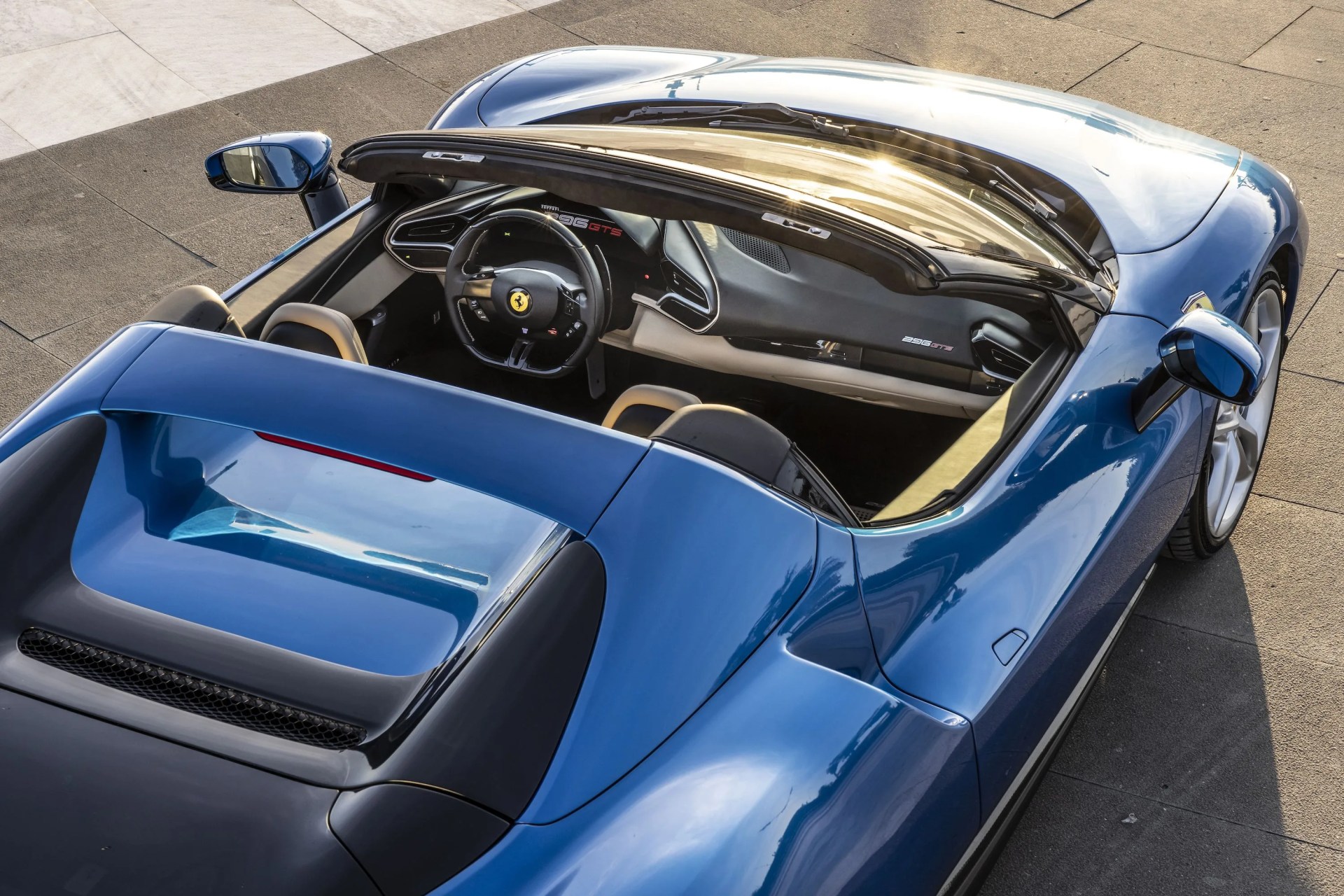 ferrari 296 gtb convertible in blue