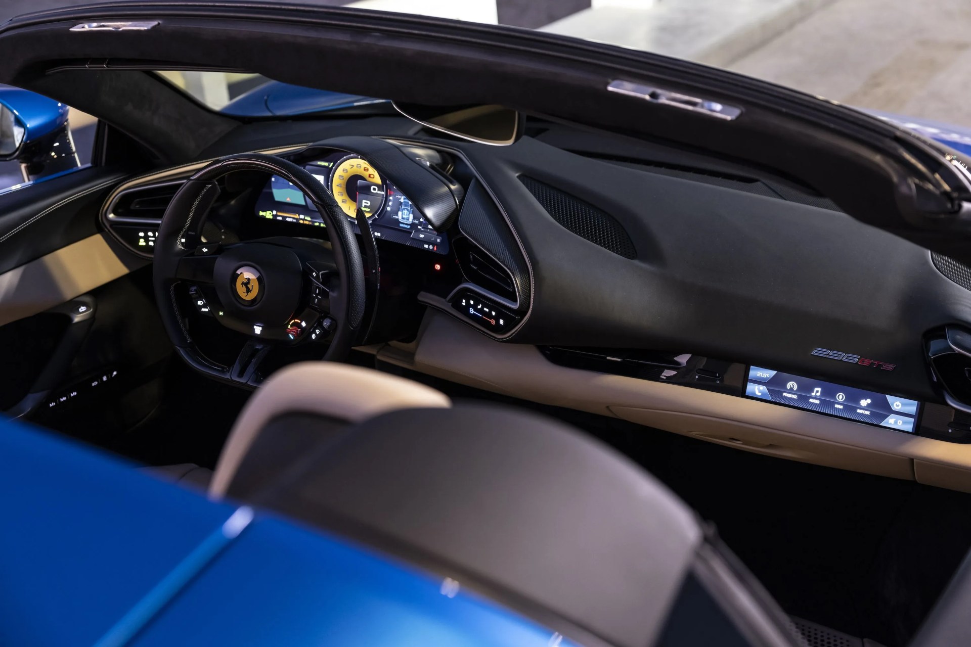 ferrari 296 gtb convertible in blue