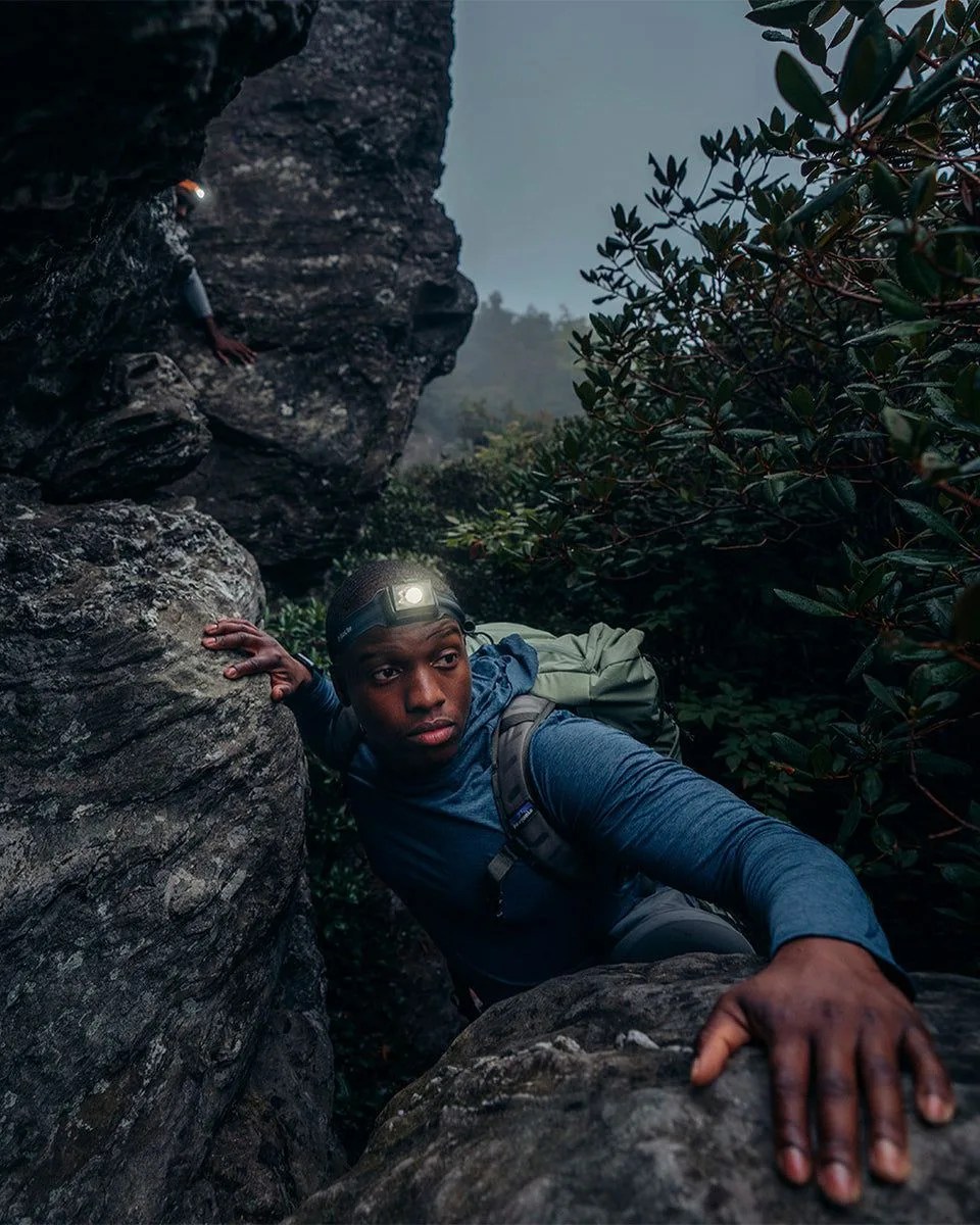man wearing biolite headlamp 800 pro