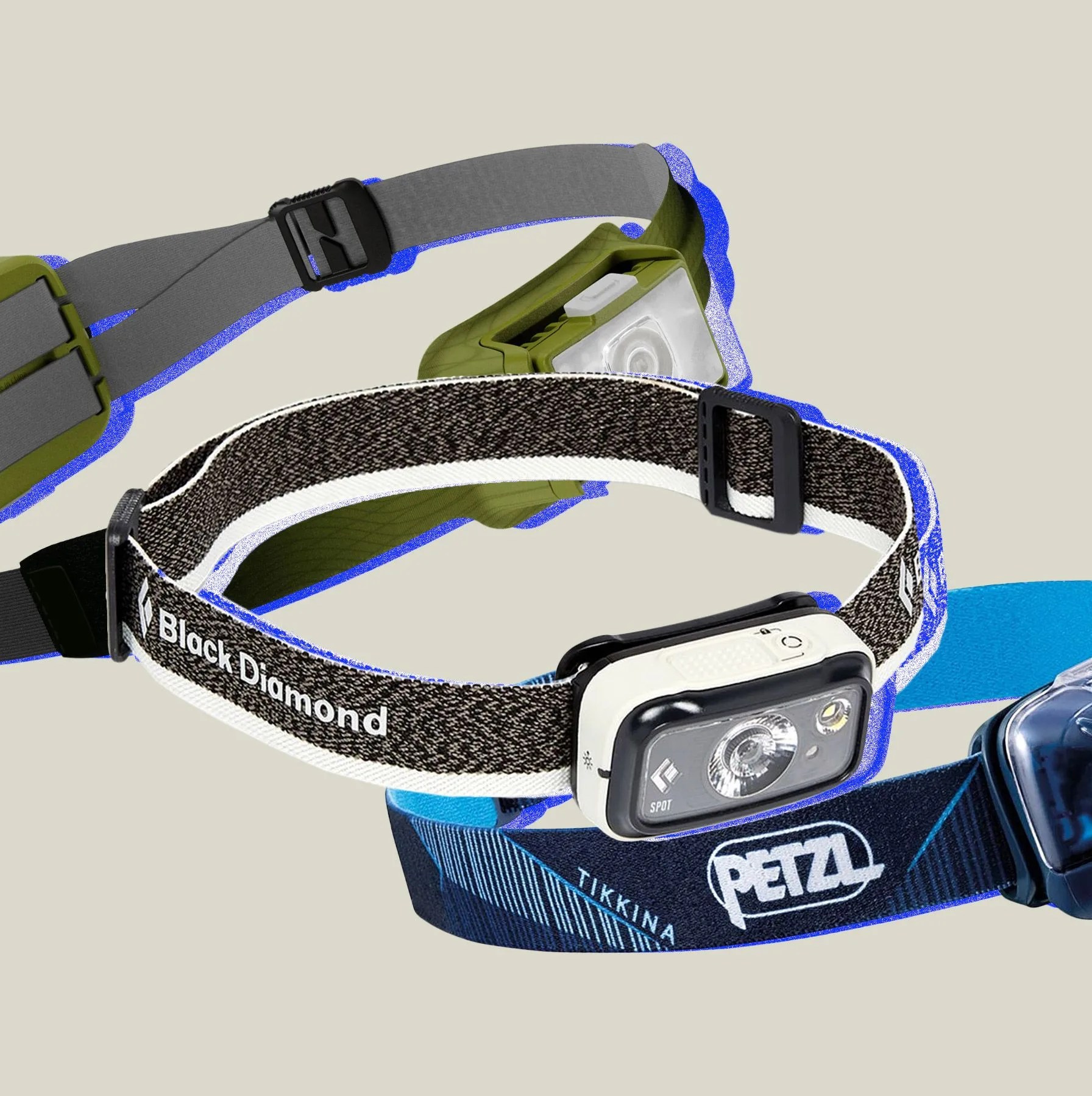 three headlamps