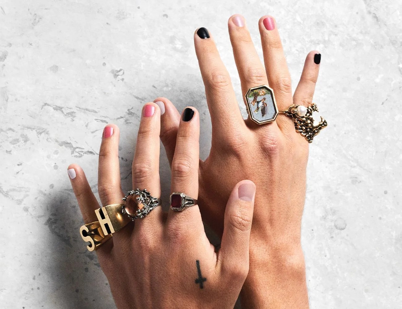 hands with pleasing nail polish