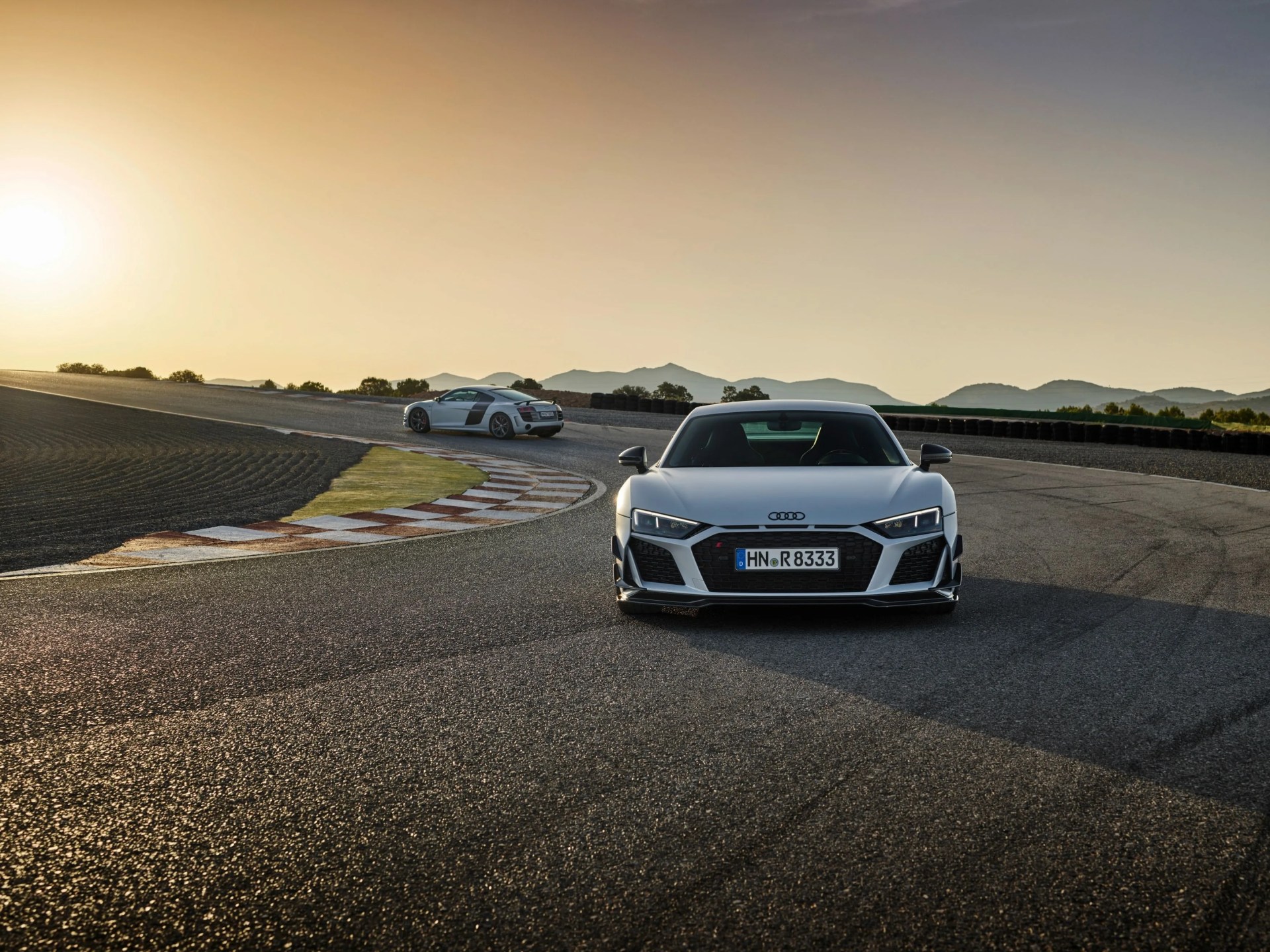 audi r8 gt parked on a track