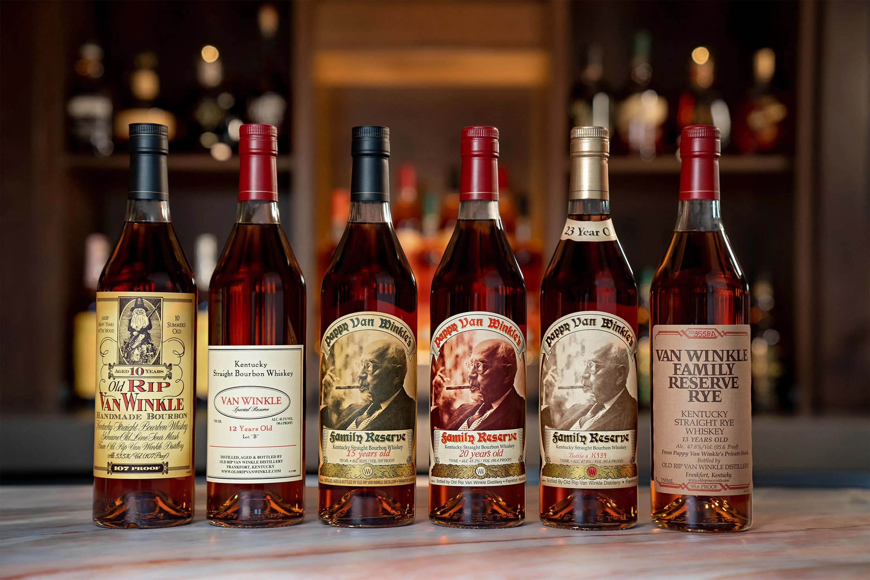bottles of pappy van winkle whiskey