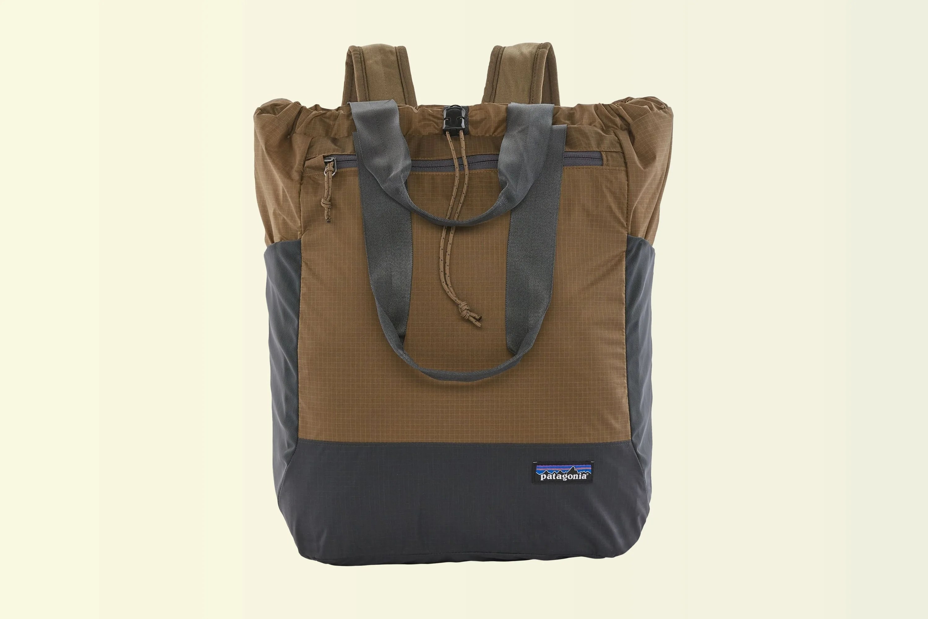 brown patagonia tote pack