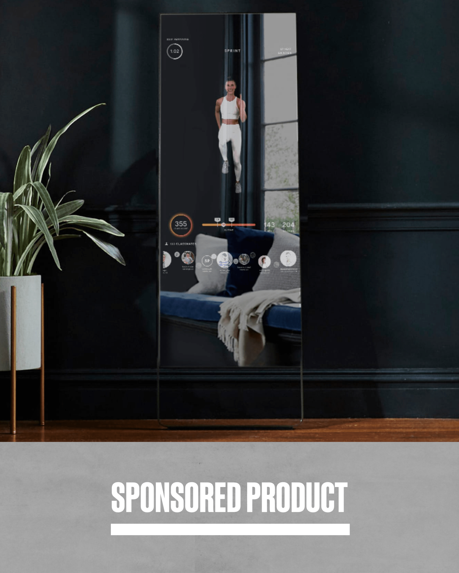 a lululemon studio mirror in a house setting