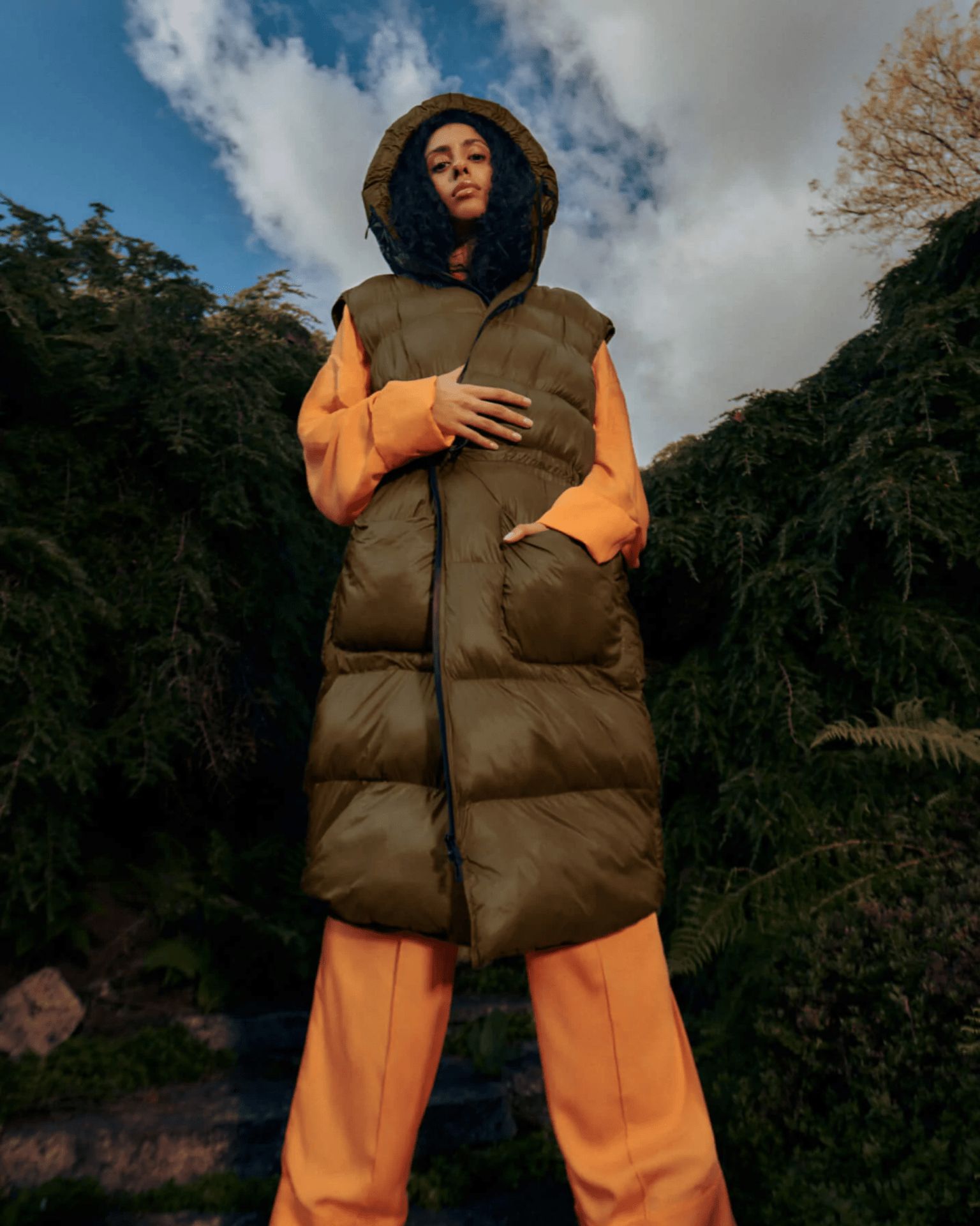 a person wearing the offhours overvest in brown