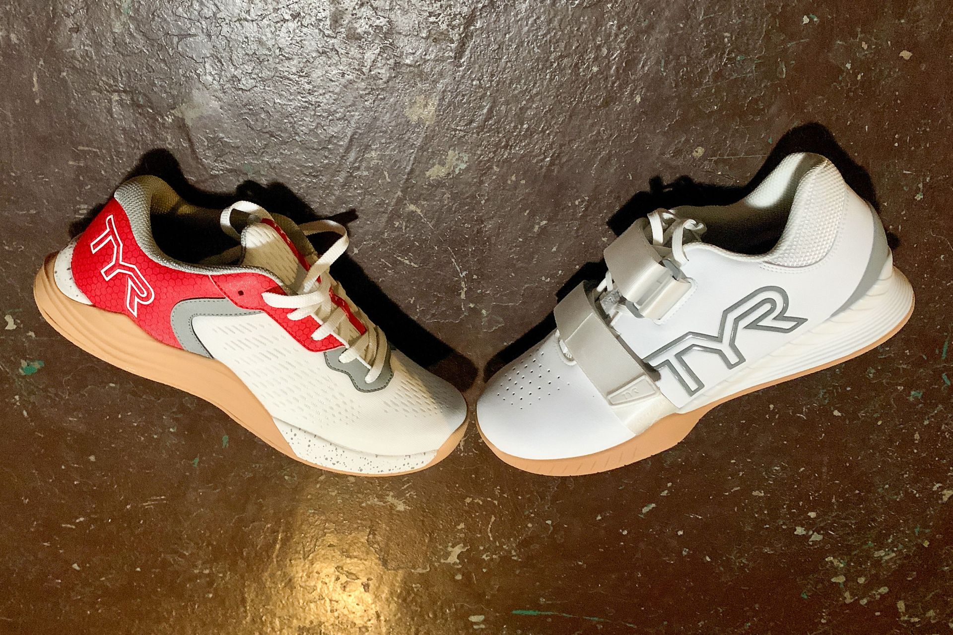 tyr cxt 1 trainer and tyr l 1 lifter shoes next to each other