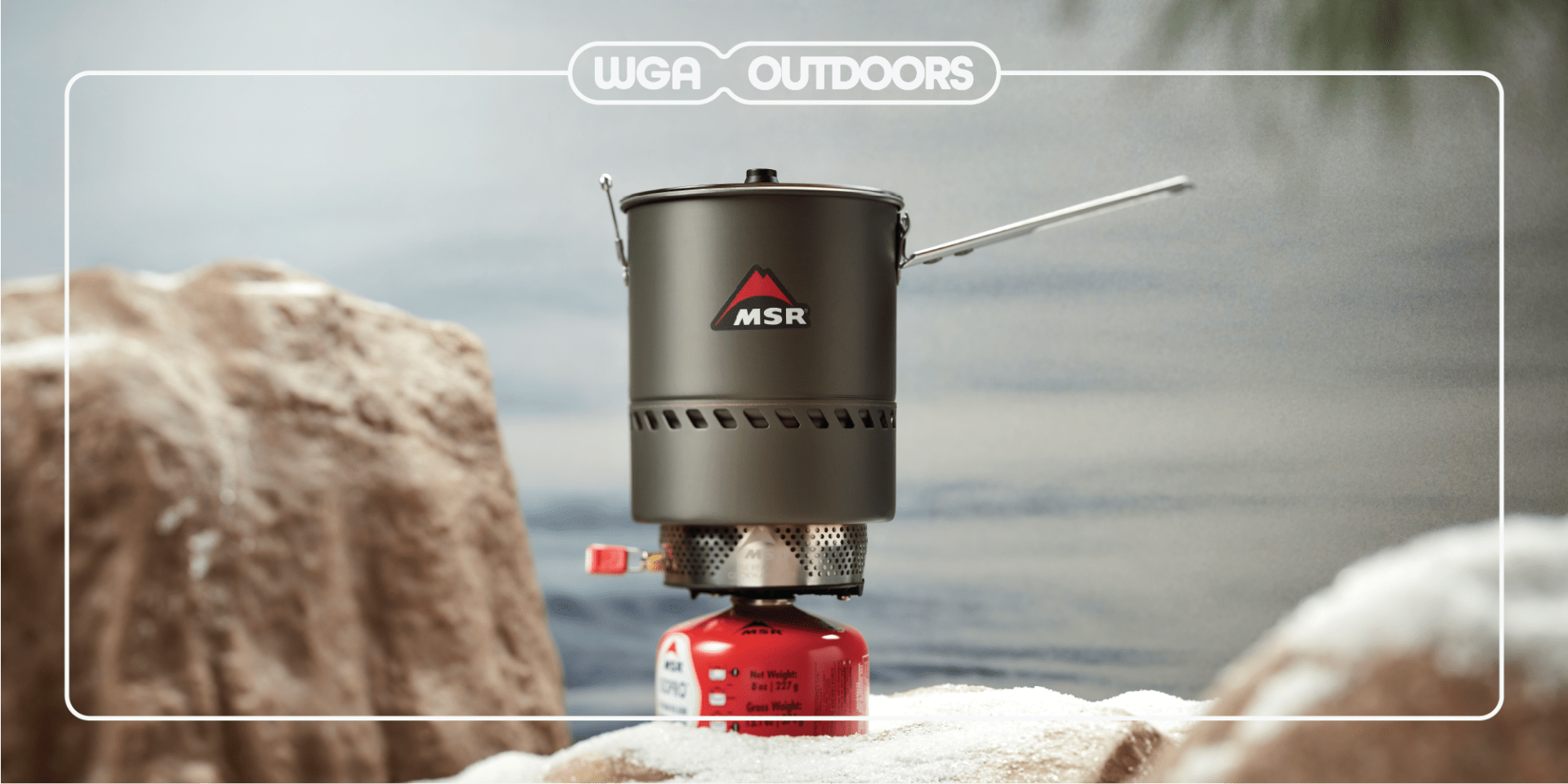 msr reactor stove system sitting on rocks