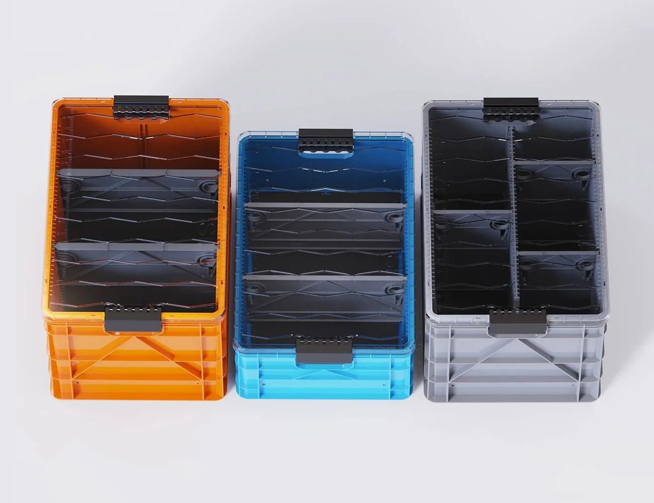 three sideo crates