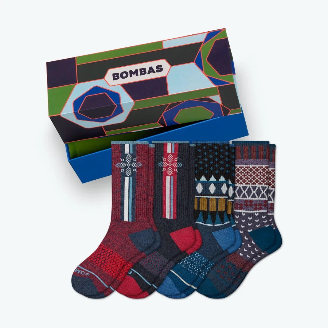 Men's Merino Wool Calf Sock 4-Pack Gift Box