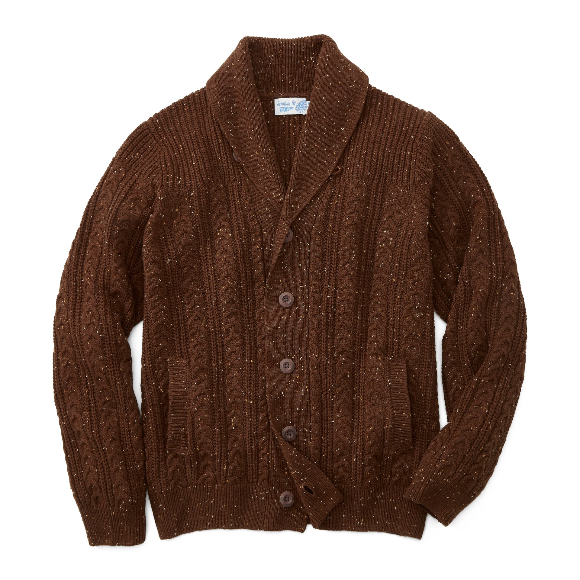 seawool fisherman shawl cardigan sweater