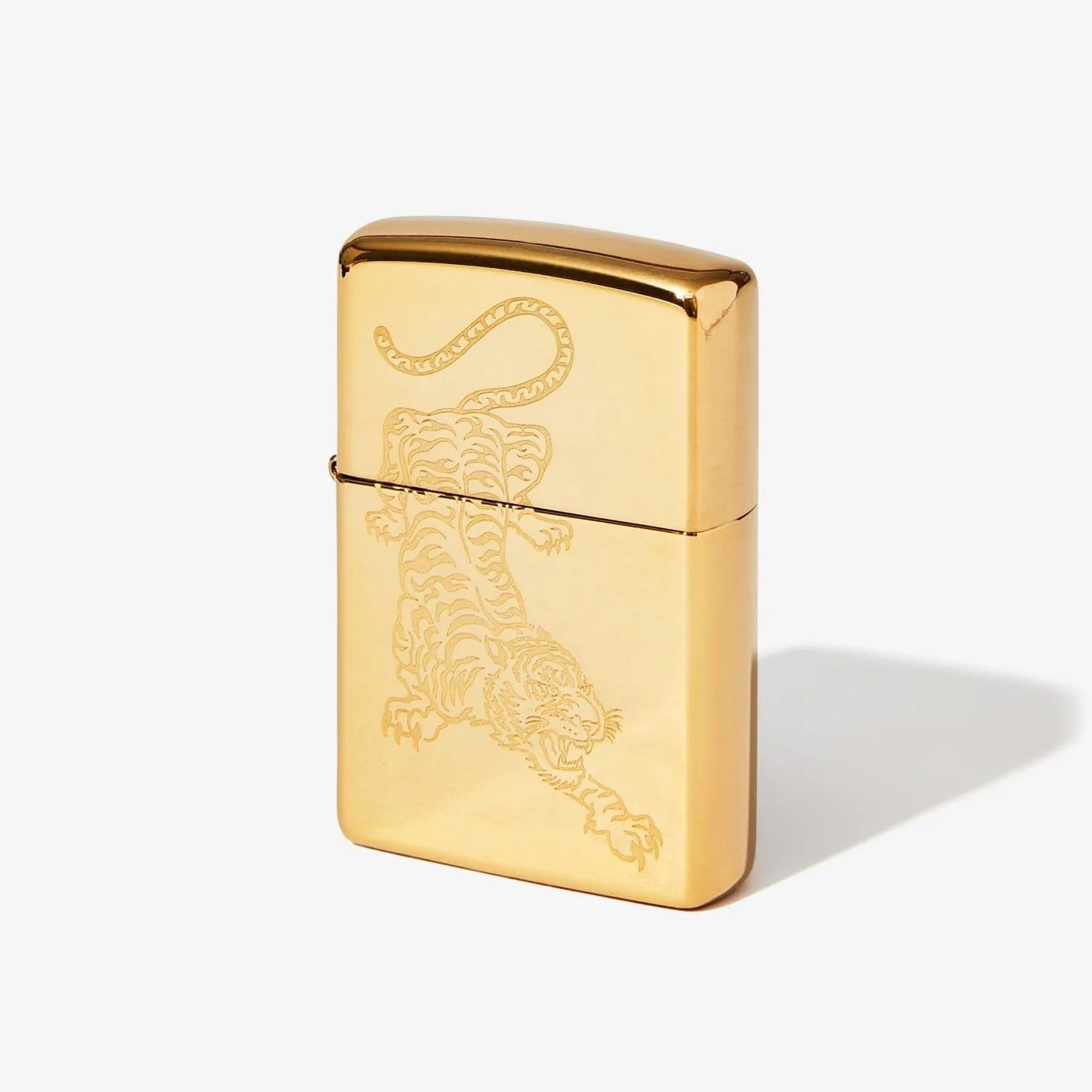Engraved Tiger Brass Lighter