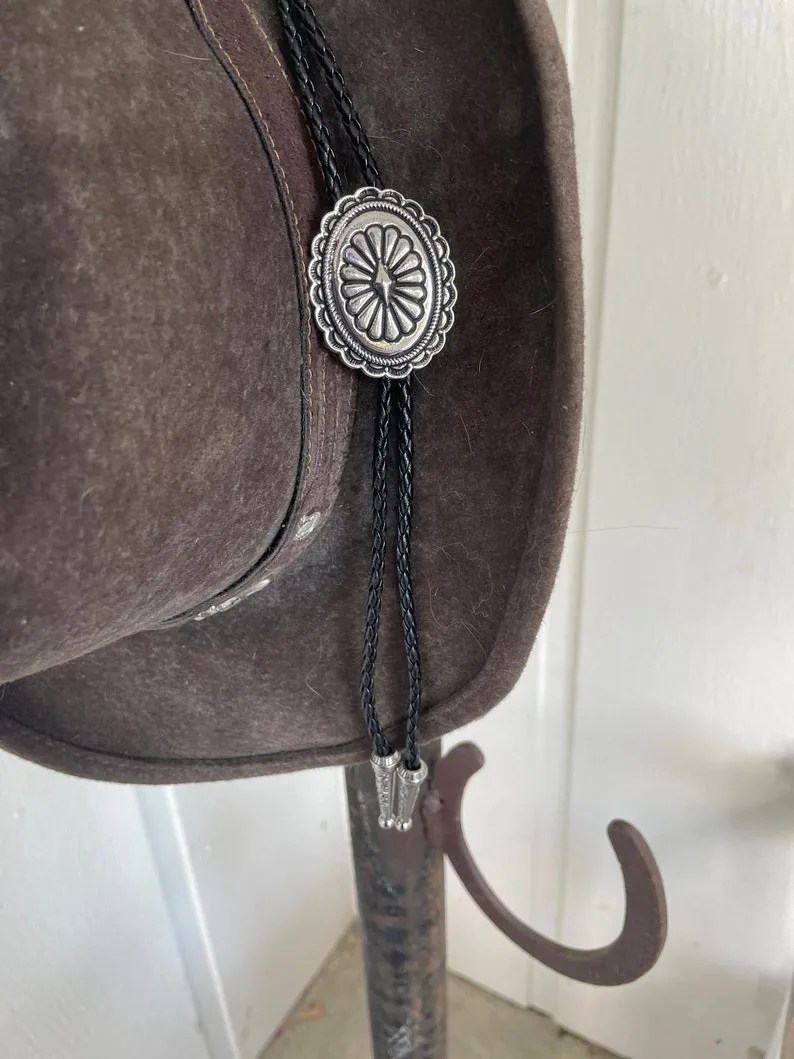 southwestern silver concho bolo tie