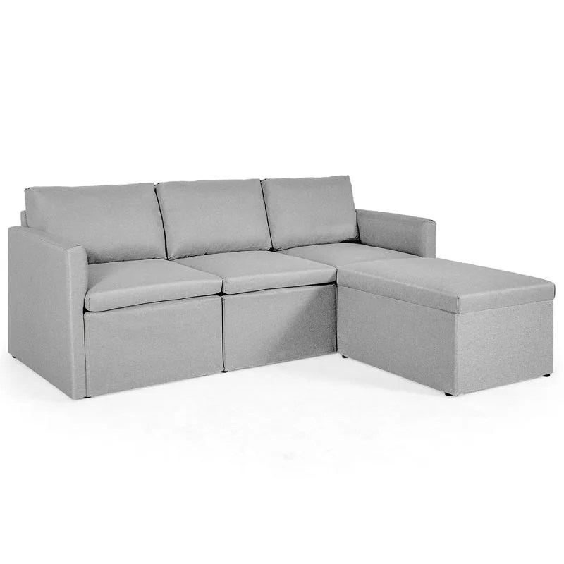 Costway Convertible Sectional Sofa L-Shaped Couch w/Reversible Chaise Dark GreyGreenLight Grey