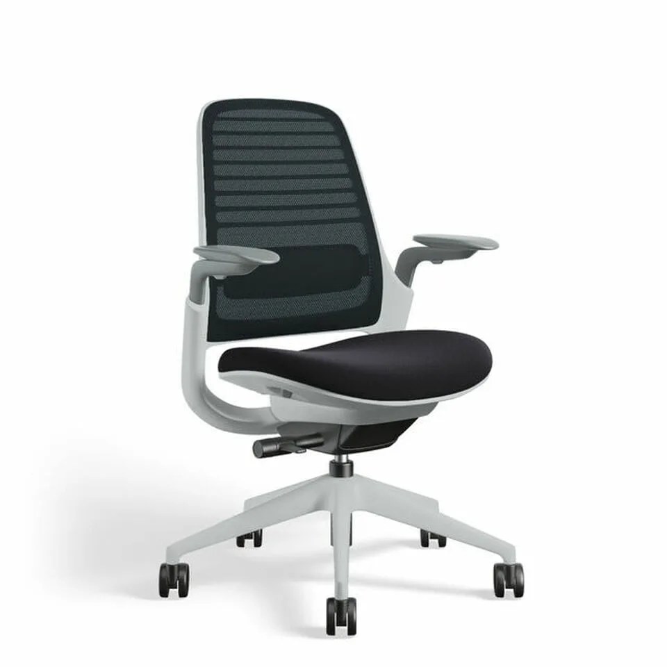 Series 1 Chair by Steelcase, Seagull Frame, Cogent Connect Licorice Seat with 3D Microknit Back