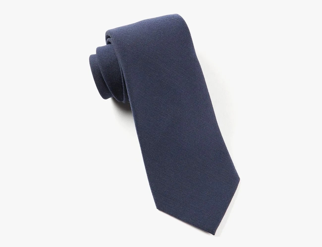 Tie Bar Solid Wool Navy Tie