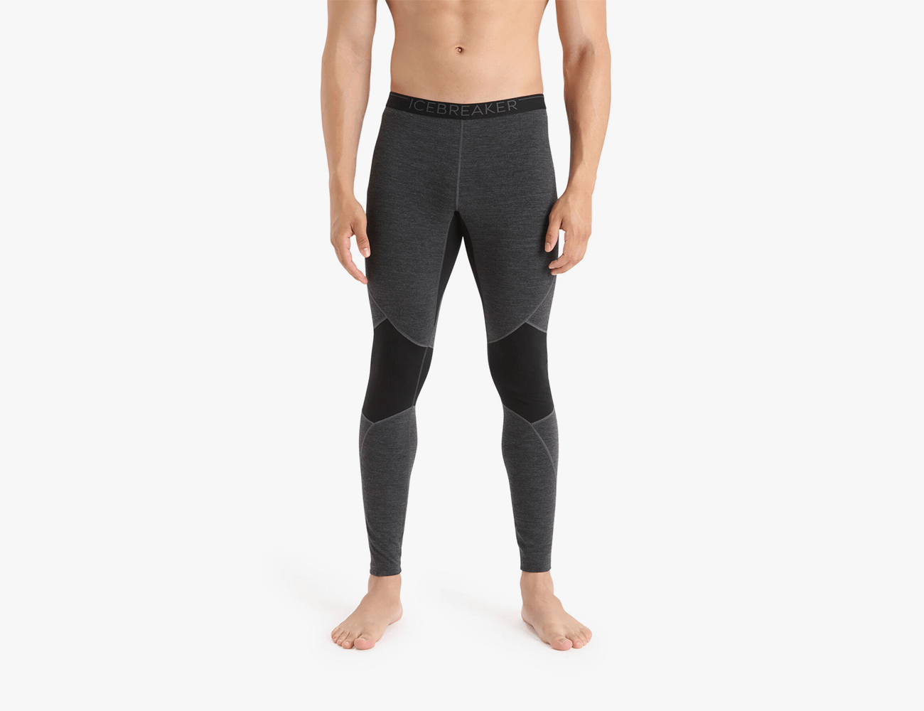 Icebreaker BodyfitZone Merino 260 Zone Thermal Leggings in grey on a white background