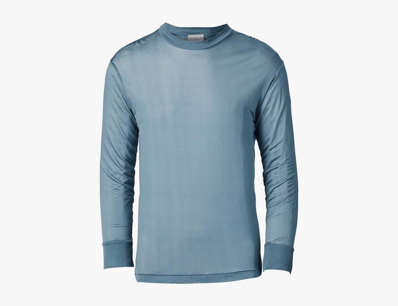 L.L.Bean Silk Underwear, Crewneck in blue on a white background
