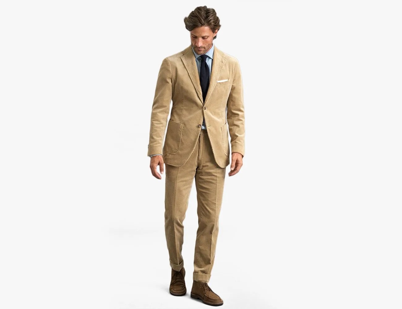 Proper Cloth Waverly Beige Wide Wale Corduroy Suit